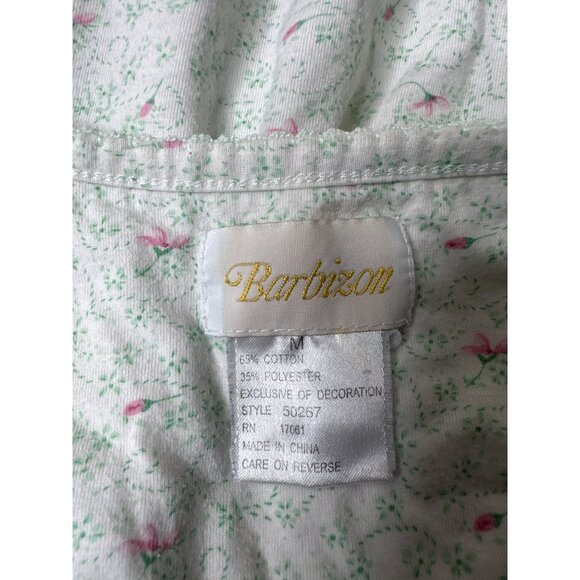 Bartizon Womens Floral Print Nightgown M Short Sleeves Light Green & Pink - Picture 4 of 6